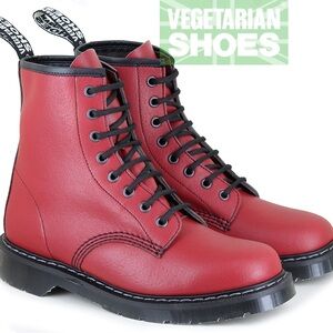 vegetarian shoe Airseal Boulder Boots Bucky boot Combat Vegan Leather red sz 10